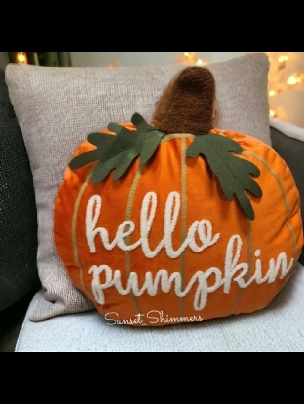 Halloween Thanksgiving 3D Embroidered Hello Pumpkin Fall Throw Pillow Decor New